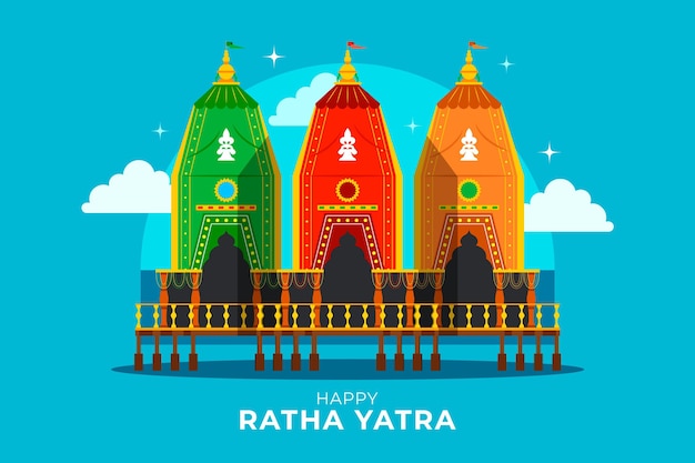 Ilustración de un rath yatra plano