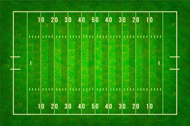 Vector gratuito ilustración realista del campo de fútbol americano en la vista superior