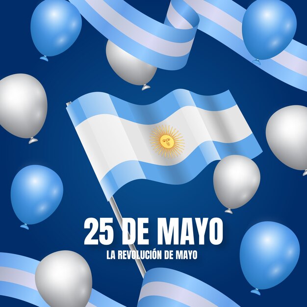 Ilustración realista de celebración del 25 de mayo