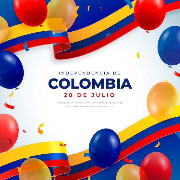 Vector gratuito ilustración realista para la celebración del día de la independencia de colombia