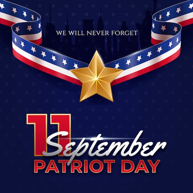 Vector gratuito ilustración realista para la celebración del día de los patriotas del 11 de septiembre.