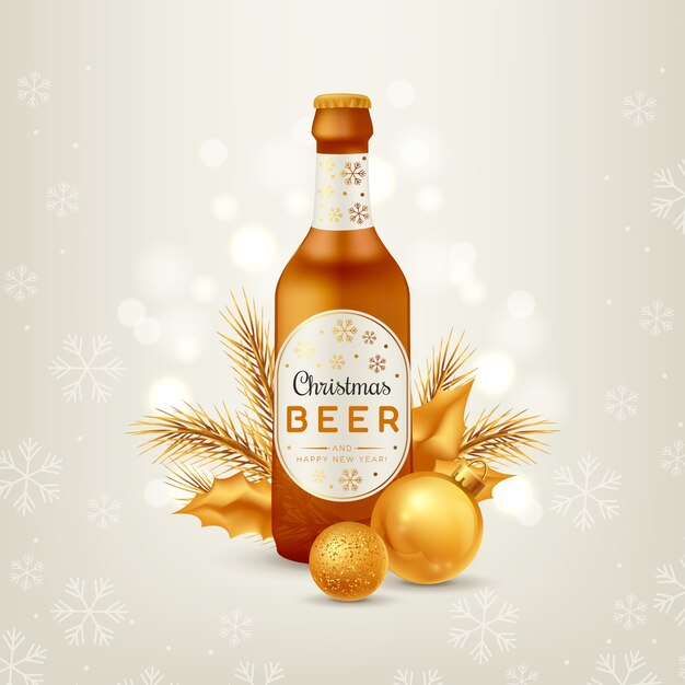 Ilustración realista de cerveza navideña