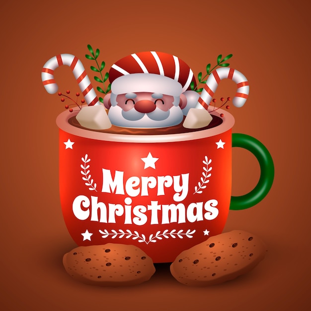 Ilustración realista de chocolate caliente de navidad