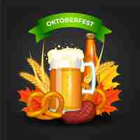 Vector gratuito ilustración realista de comida y cerveza oktoberfest