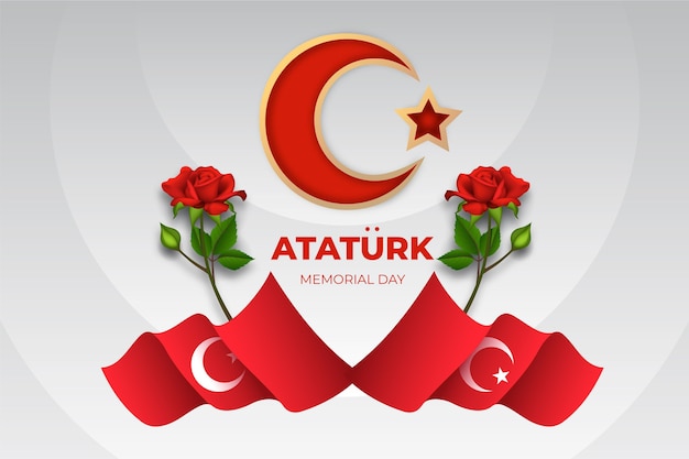 Ilustración realista del día conmemorativo de ataturk