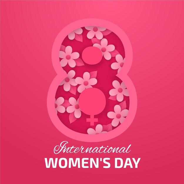 Ilustración realista del día internacional de la mujer en estilo papel