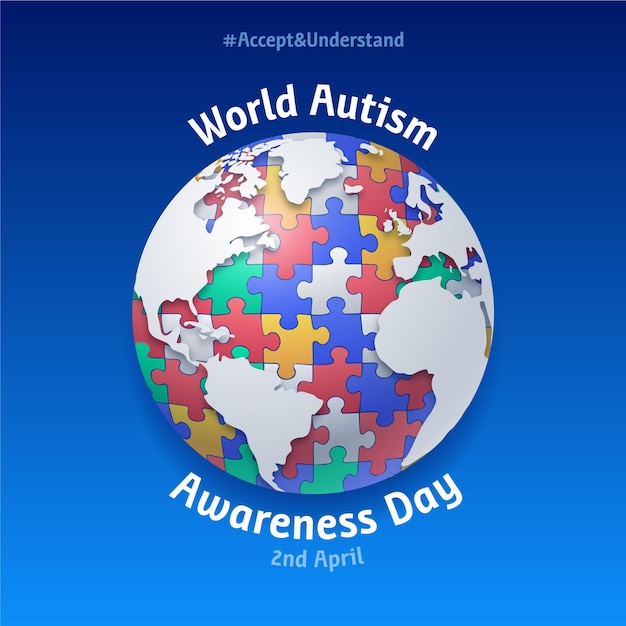 Vector gratuito ilustración realista del día mundial del autismo con piezas de rompecabezas