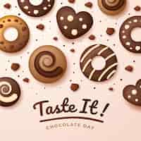 Vector gratuito ilustración realista del día mundial del chocolate con dulces de chocolate