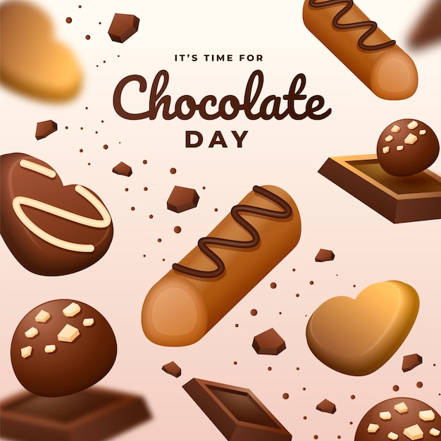 Vector gratuito ilustración realista del día mundial del chocolate con dulces de chocolate