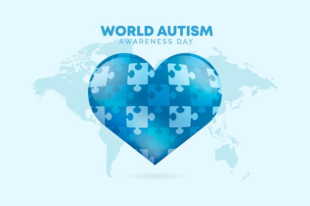 Ilustración realista del día mundial de la concienciación sobre el autismo