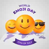 Vector gratuito ilustración realista del día mundial del emoji en 3d