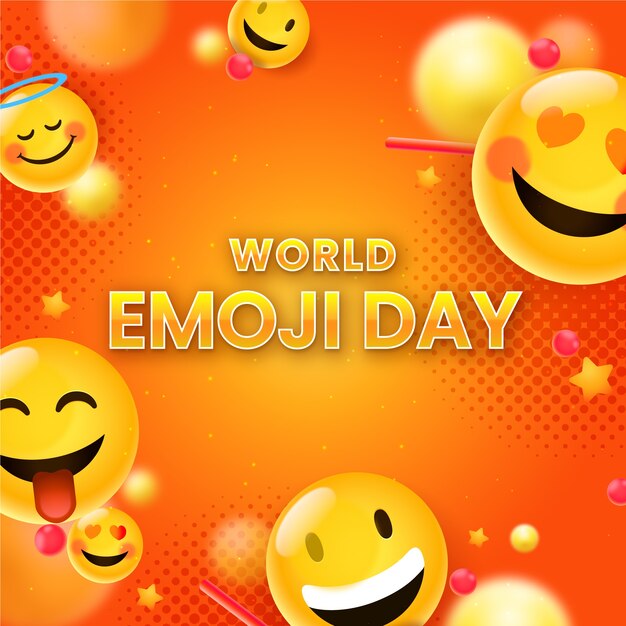 Ilustración realista del día mundial del emoji con emoticonos
