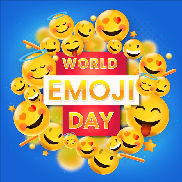 Vector gratuito ilustración realista del día mundial del emoji con emoticonos