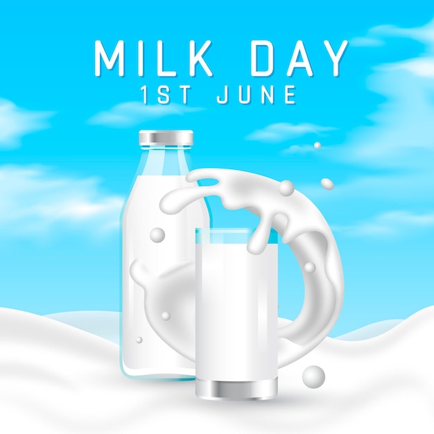 Vector gratuito ilustración realista del día mundial de la leche