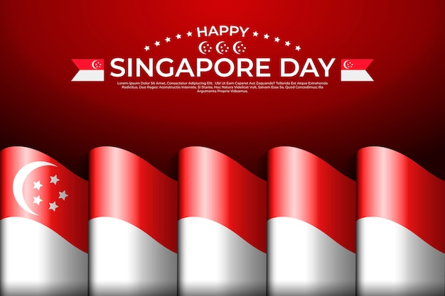 Ilustración realista del día nacional de singapur