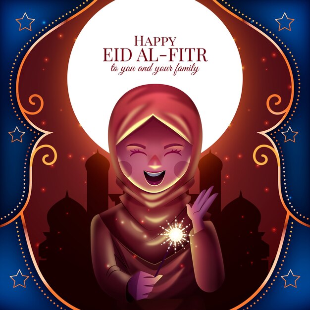 Ilustración realista de eid al-fitr