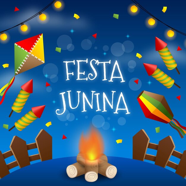 Ilustración realista de festa junina