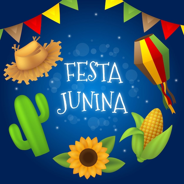 Ilustración realista de festa junina