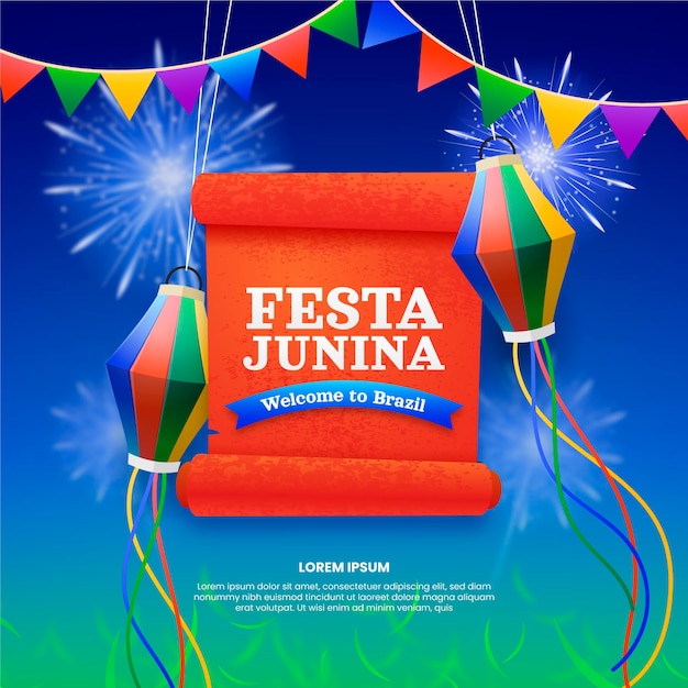 Ilustración realista de festa junina