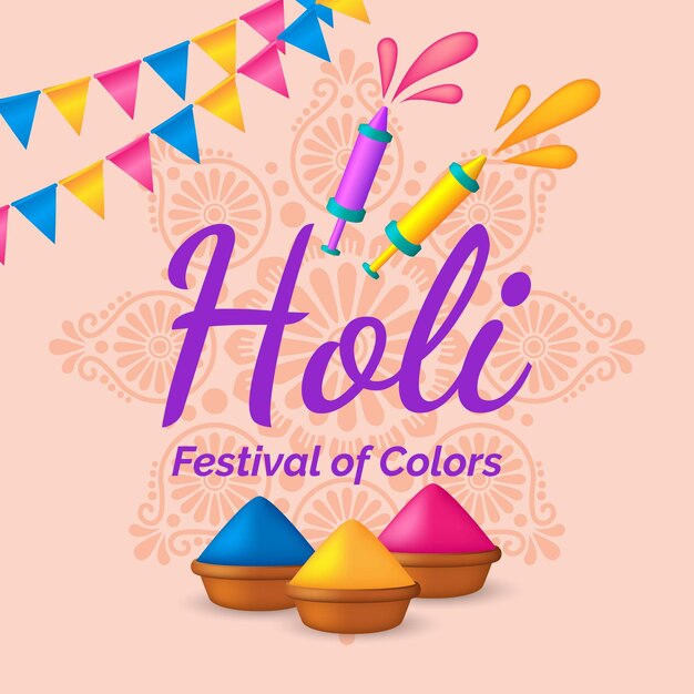 Ilustración realista del festival holi