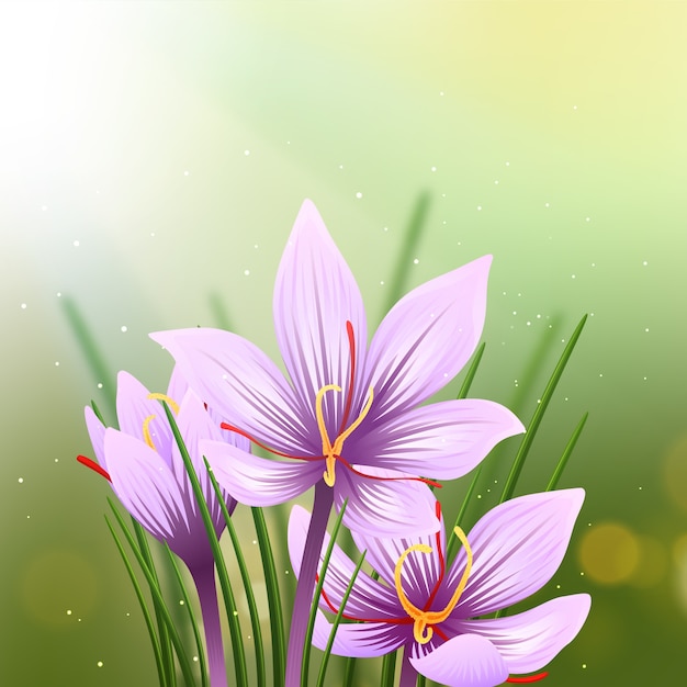 Ilustración realista de flor de azafrán