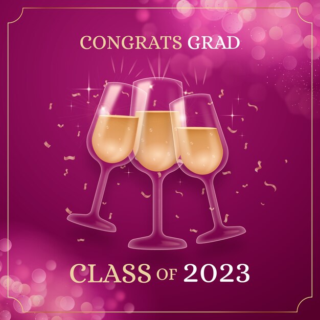 Ilustración realista para la graduación de la clase 2023