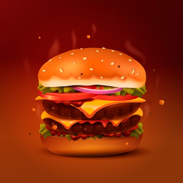 Ilustración realista de la hamburguesa