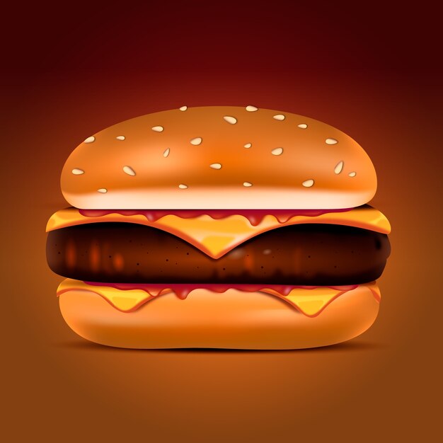 Ilustración realista de la hamburguesa