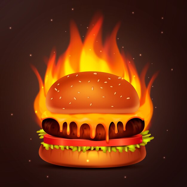 Ilustración realista de la hamburguesa