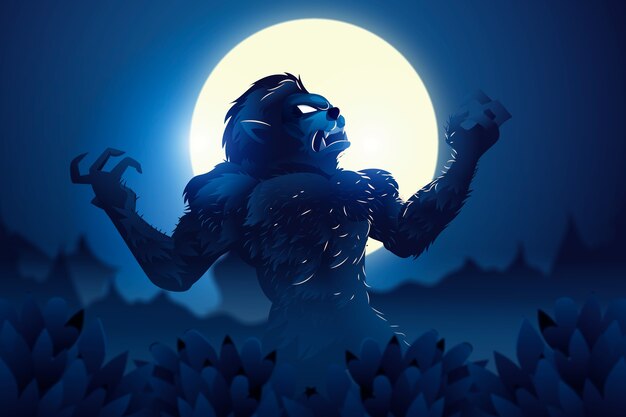 Ilustración realista de hombre lobo