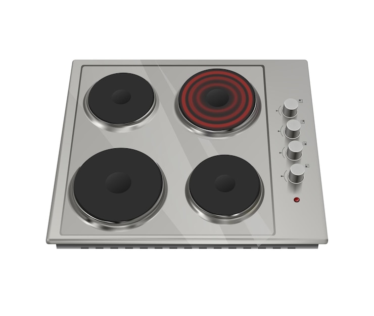 Vector gratuito ilustración realista del icono vectorial electrodoméstico de cocina superficie de cocción eléctrica cocina aislada