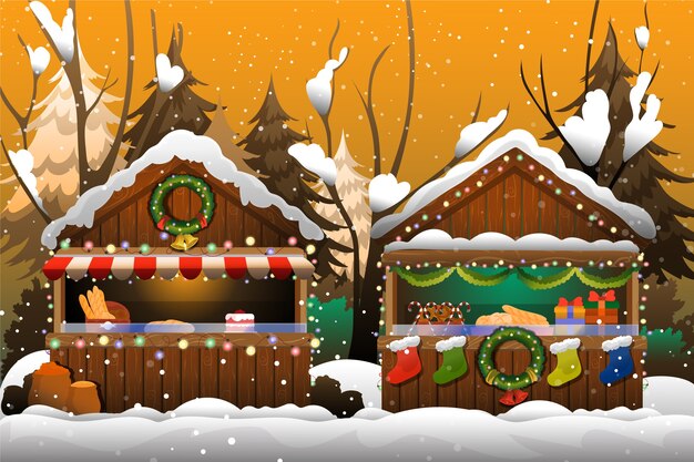 Ilustración realista del mercado navideño
