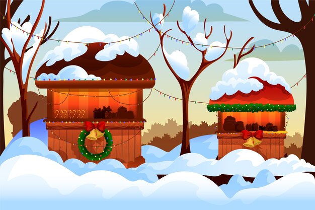 Ilustración realista del mercado navideño