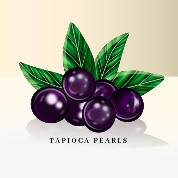 Ilustración realista de perlas de tapioca