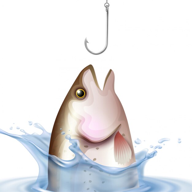 Ilustración realista de pesca