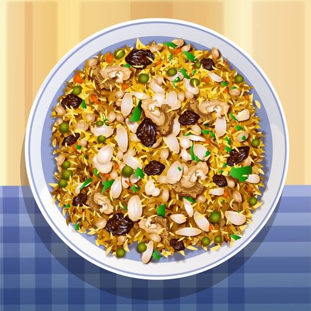 Ilustración realista de pilaf