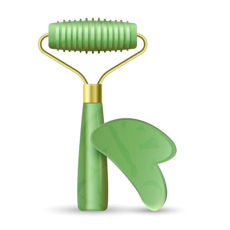Vector gratuito ilustración realista de rodillo de jade y gua sha