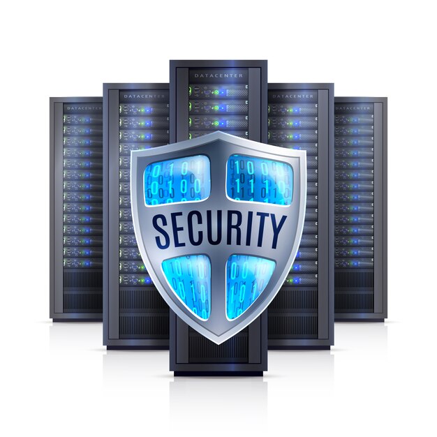 Ilustración realista de Server Rack Security Shield