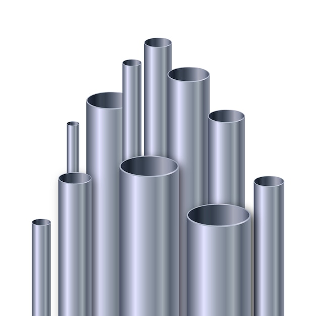 Ilustración realista de tubos de aluminio