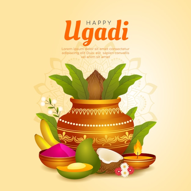 Ilustración realista de ugadi