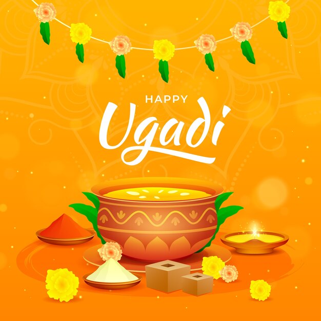 Vector gratuito ilustración realista de ugadi