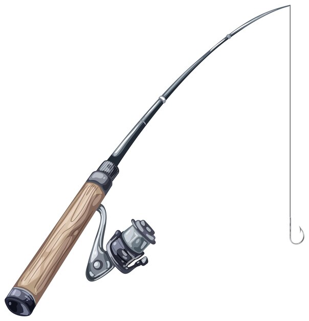 Ilustración realista del vector de la caña de pesca