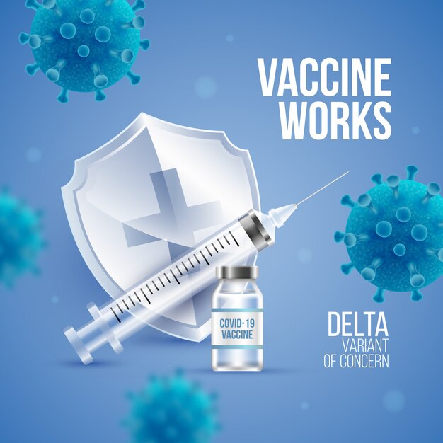 Ilustración realista del virus delta