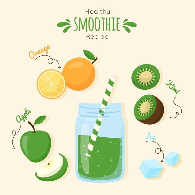 Ilustración de receta de batido saludable