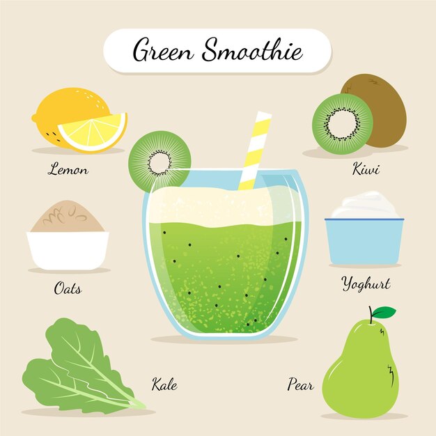 Ilustración de receta de batido saludable