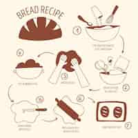 Vector gratuito ilustración de receta de pan casero
