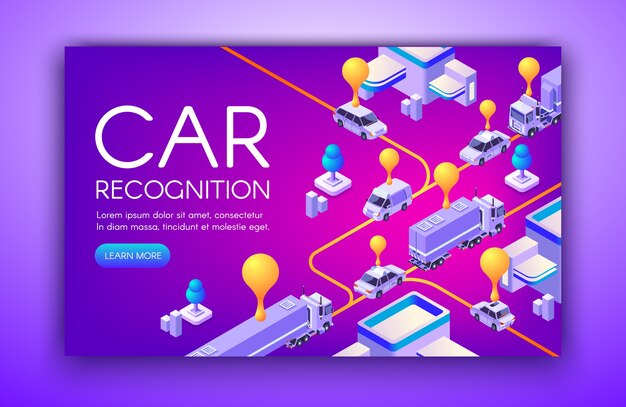 Ilustración de reconocimiento de automóviles de matrículas de vehículos y tecnología de detección de velocidad ANPR