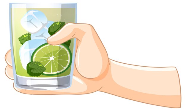 Ilustración de un refrescante cóctel de lima y menta