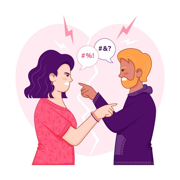 Ilustración de una relación tóxica dibujada a mano