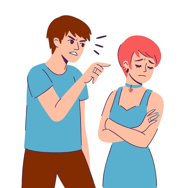 Ilustración de una relación tóxica dibujada a mano